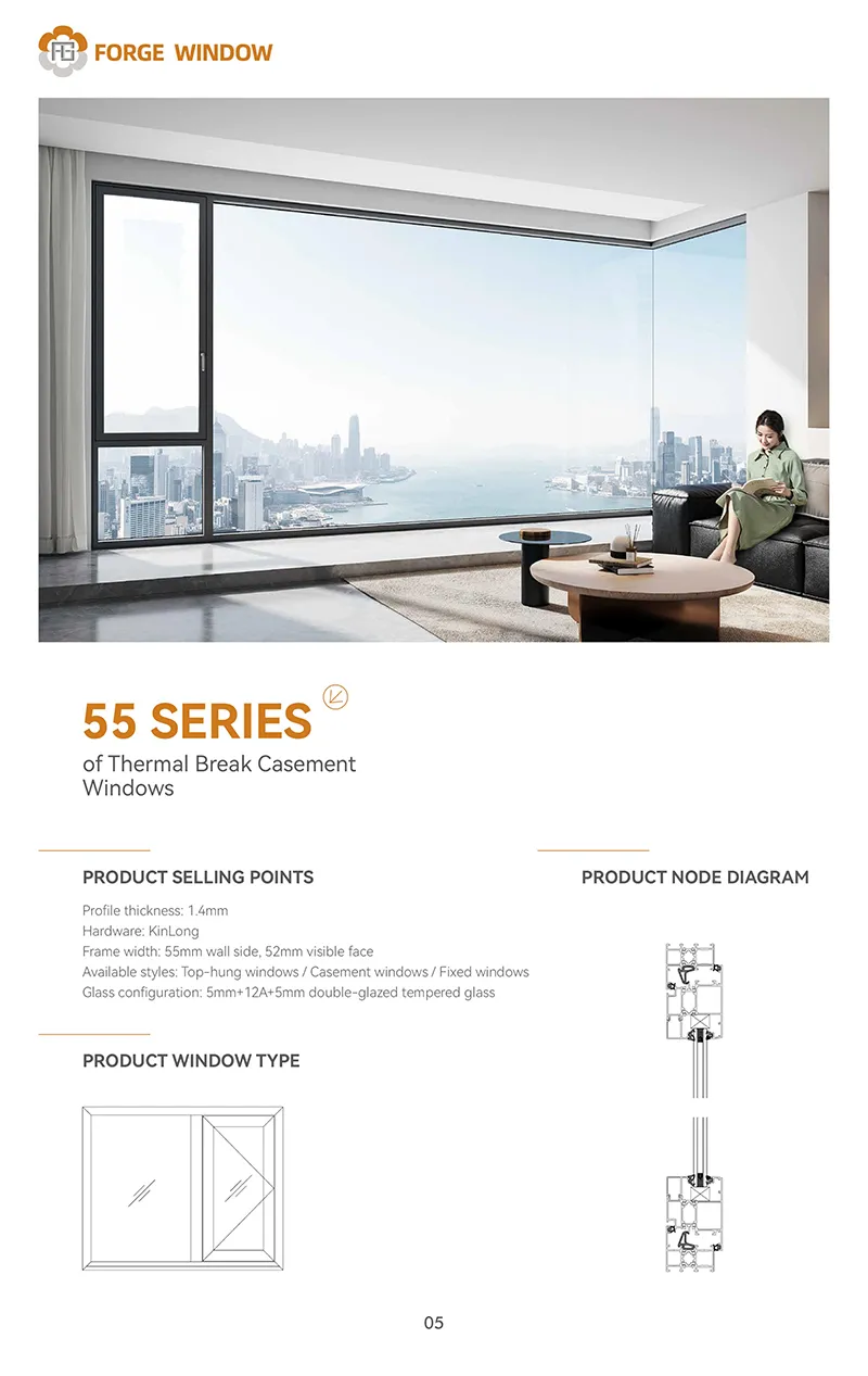 55 SERIES of Thermal Break Casement Windows(1.4mm)