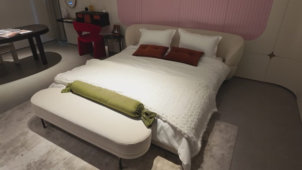 Upholstered Bed and Coordinated Bedroom Cabinetry