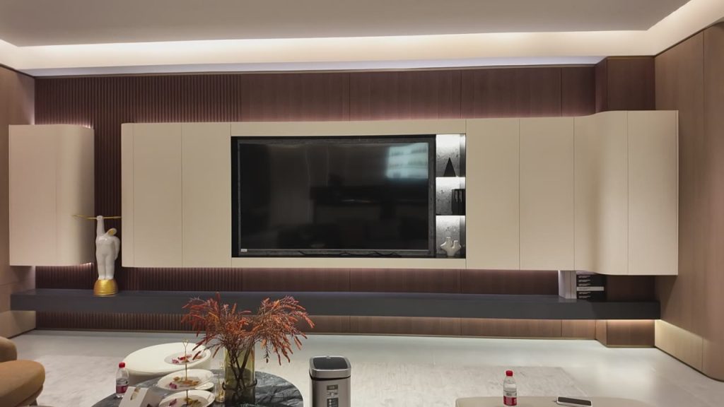 Modern Living Room TV Wall with Built-In Storage
