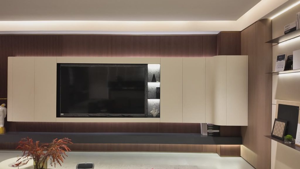 Integrated TV Cabinet and Display Shelf Wall