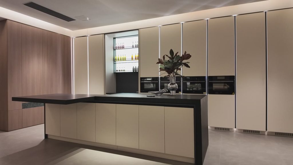 Contemporary Kitchen Island and Ambient Lighting